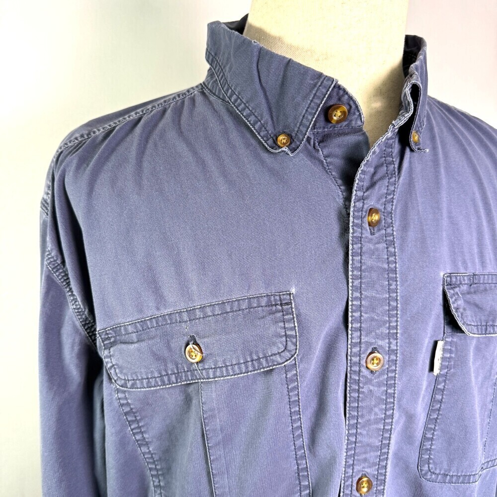 Carhartt Men's XL Relaxed Fit Work Shirt Blue Long Sleeve Heavyweight Cotton